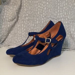 ModCloth Blue Suede Wedges size 9